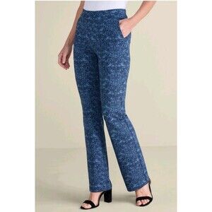 Soft Surroundings Ponte Bootcut Pants Womens Size XL Blue Pull On 2FY76